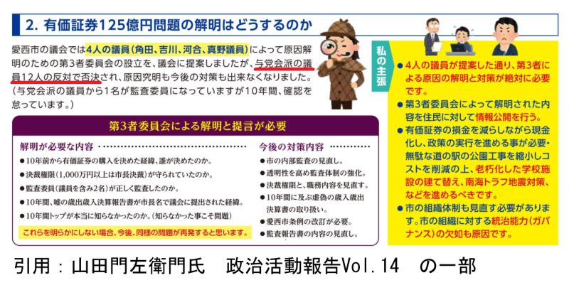 125億円問題は与党会派12名の反対で否決(愛西市議会)